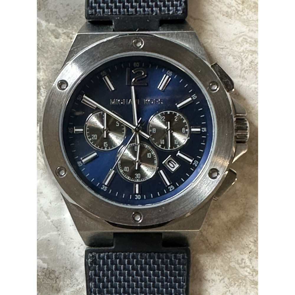 Michael Kors mk-8942 Mens Watch Silicone Nylone Strap 45MM Working X